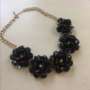 Black rose bud necklace